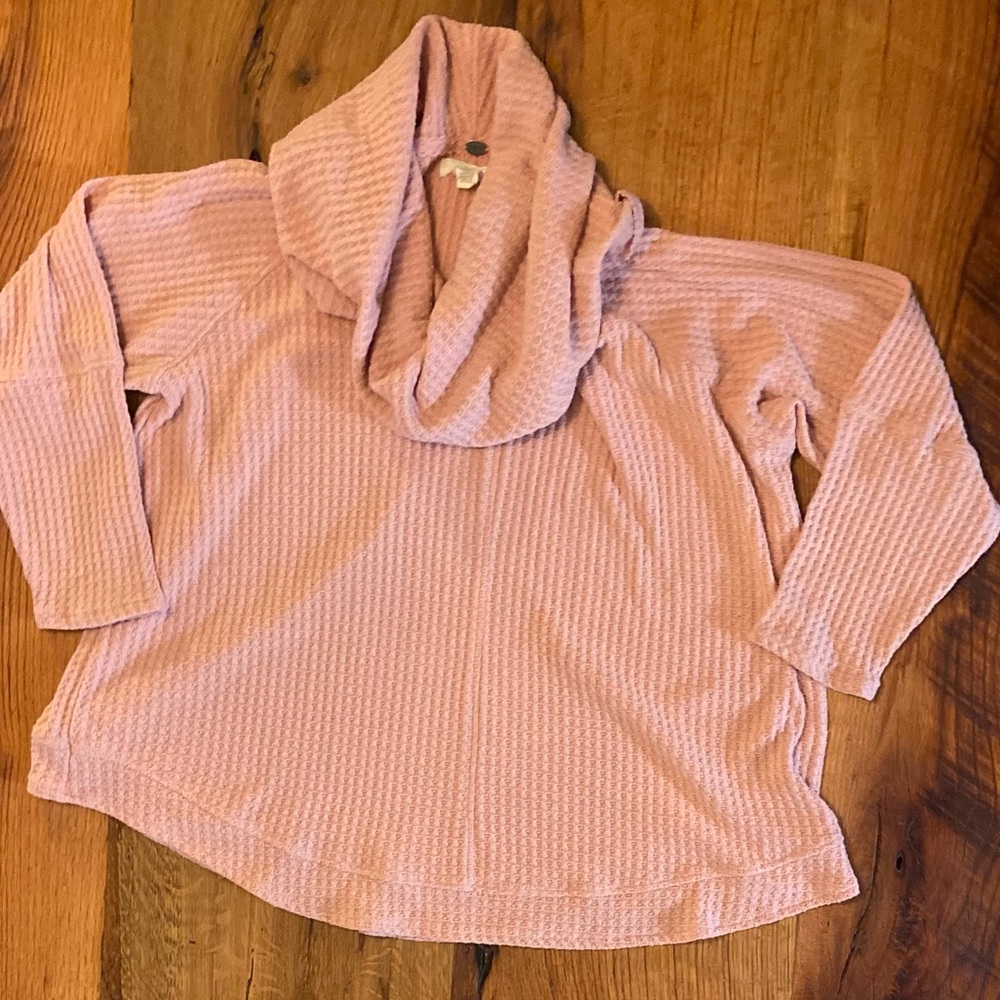 Cupio Stretch Blush Pink Textured Sweater w/ Fun Details on Sleeve & Hem, Sz 1X